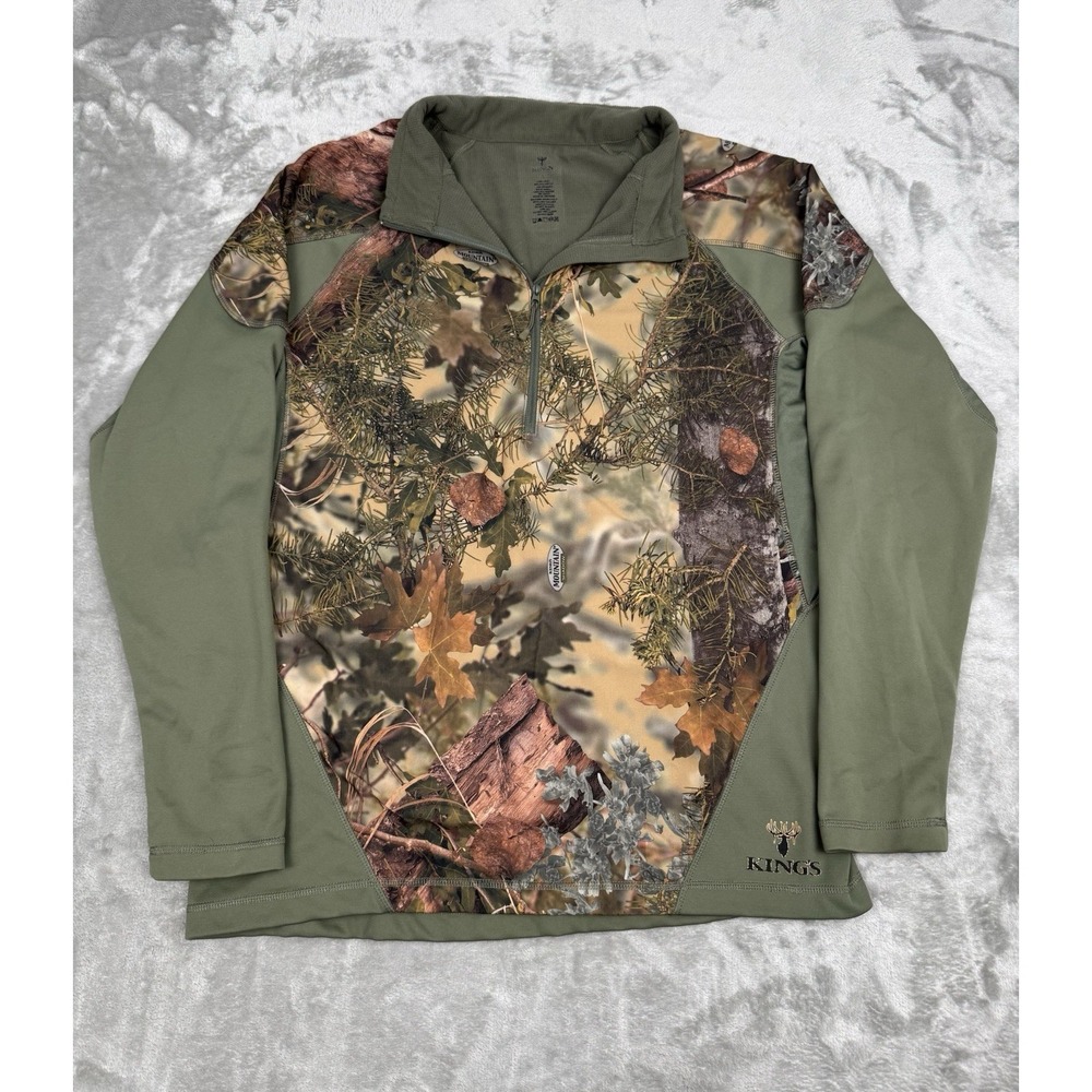 Kings Camo 1/4 Zip Pullover Thermal Sweater Mens Large L Fleece‎ Shell Hunting